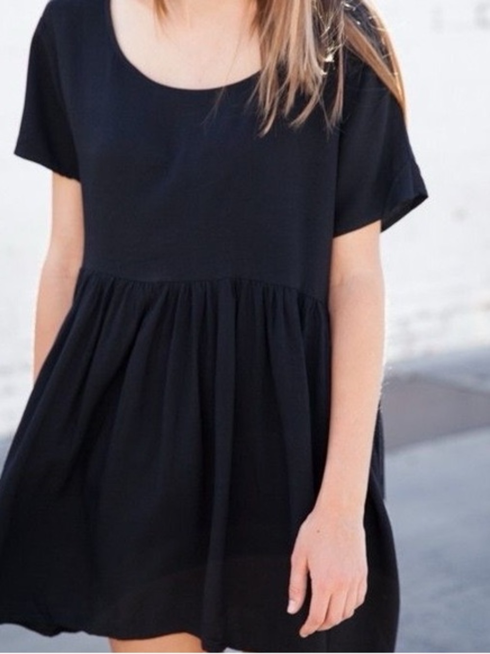 PRICE DROP Brandy Melville Black 100% Cotton Short Sleeve Flowy Babydoll Dress